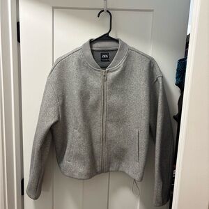 Zara Women's Bomber Jacket in Gray